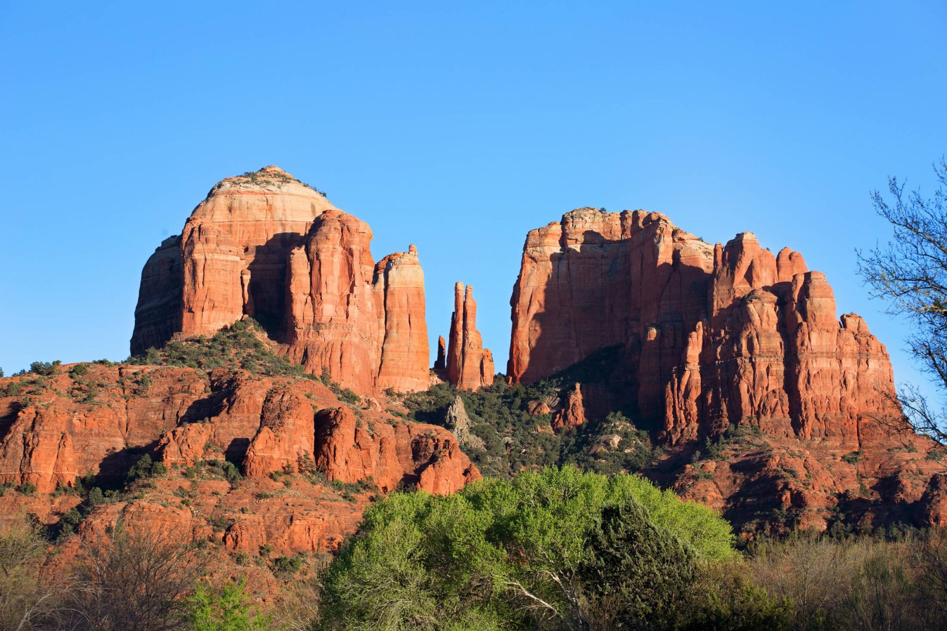 Cathedral Rock glowing at sunset in Sedona