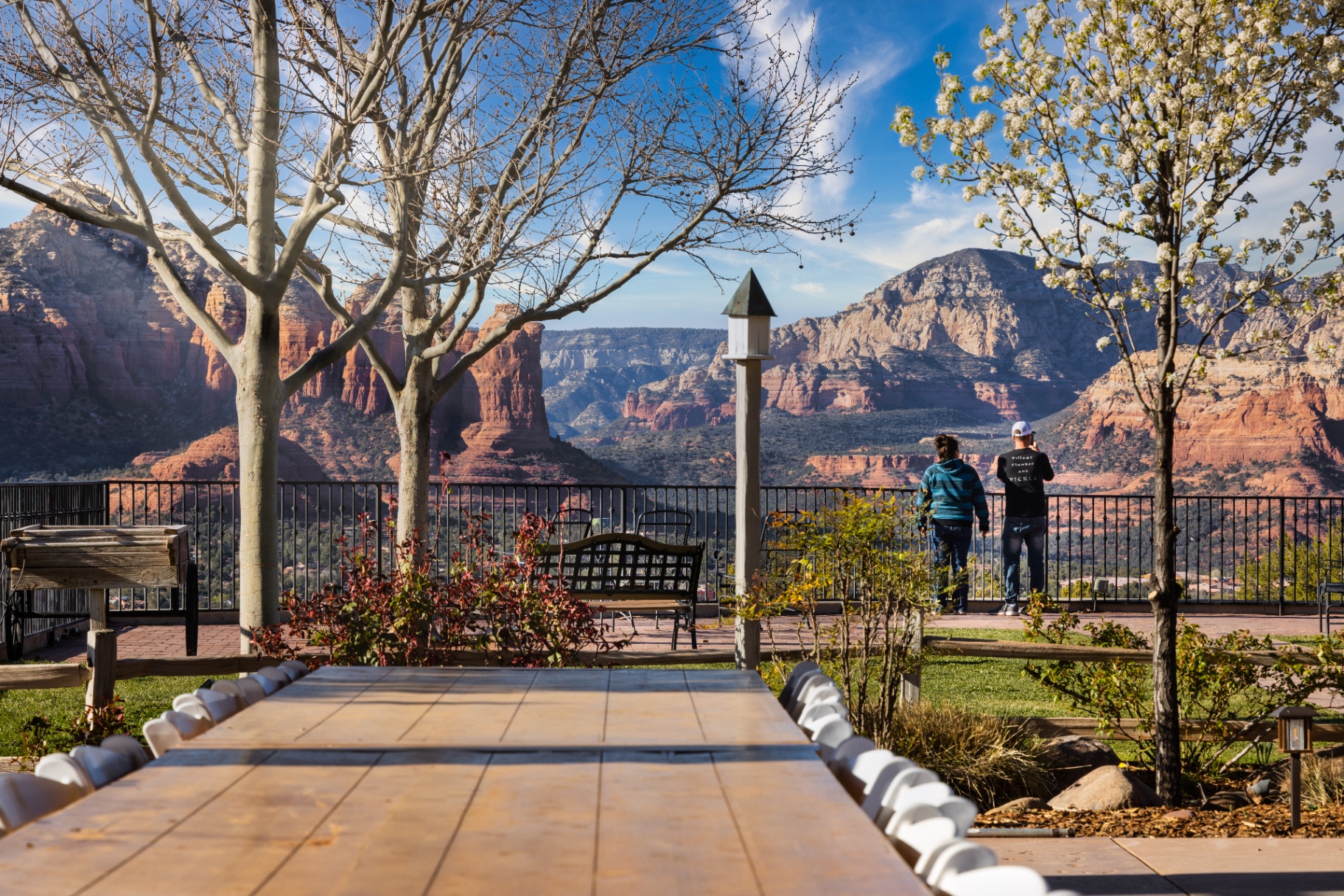 Scenic overlook terrace facing Sedona red rock views