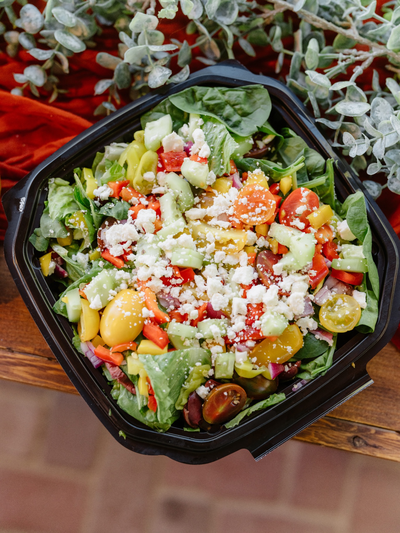 Greek salad with feta and fresh vegetables