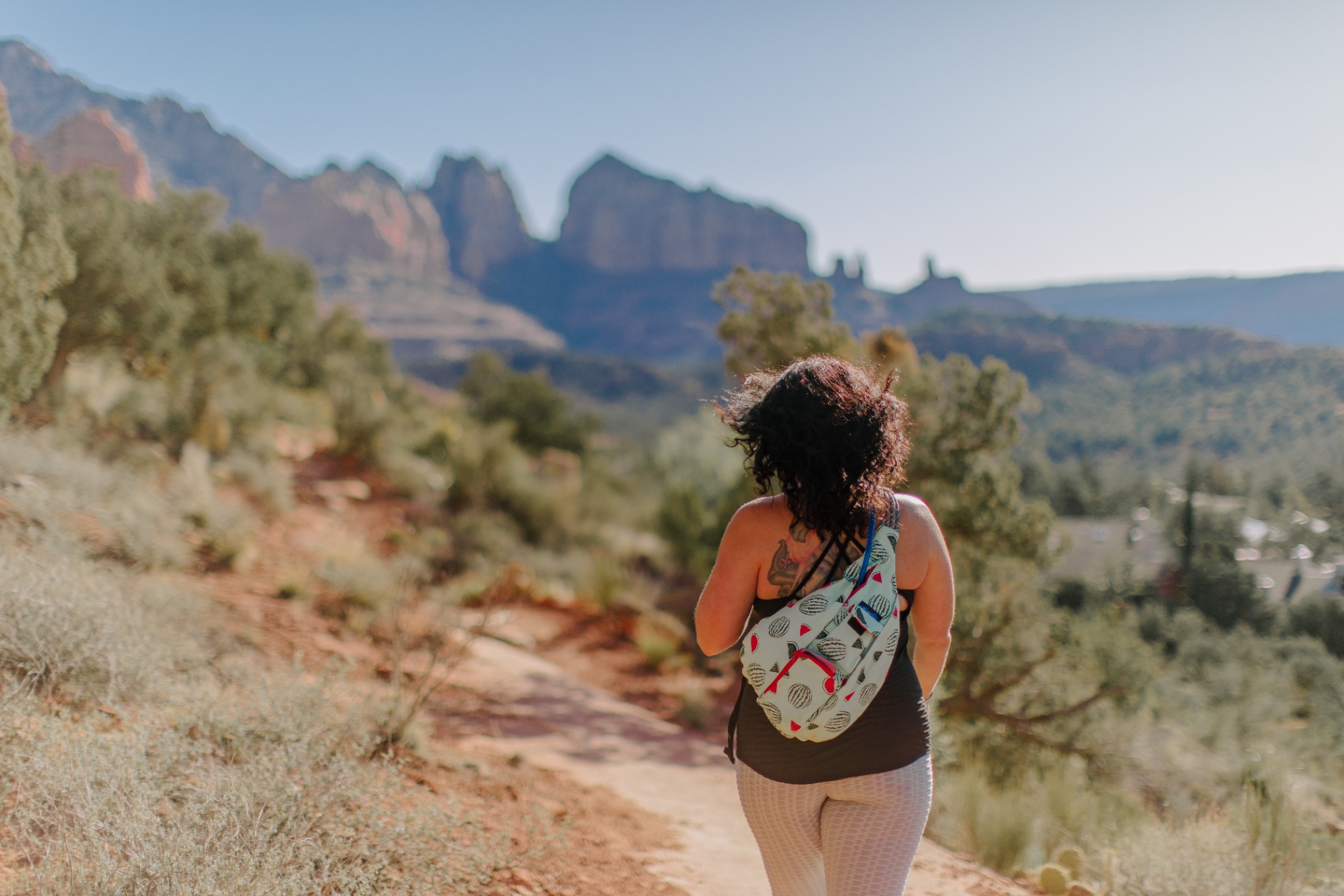Red rock trail winding through Sedona near Airport Mesa