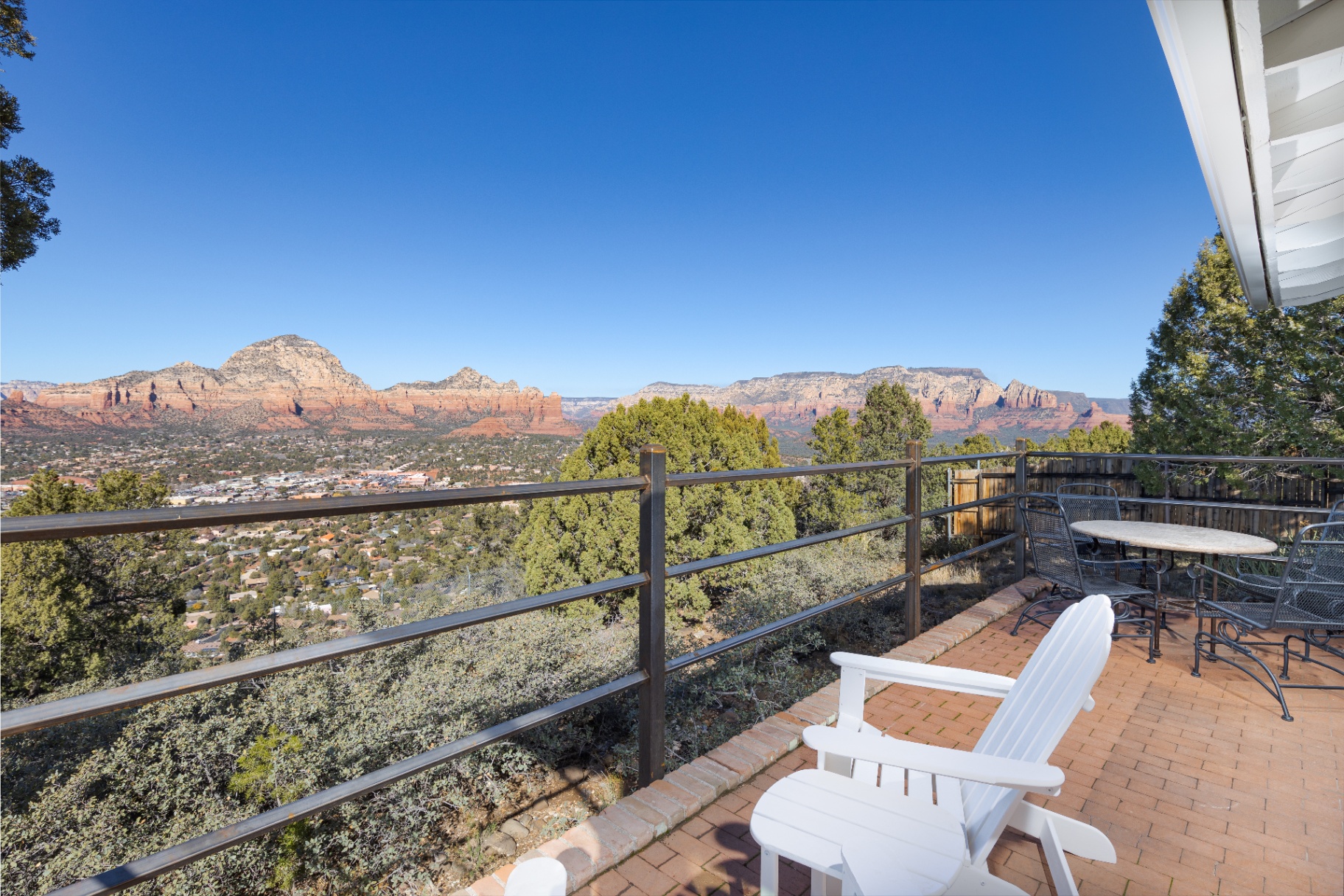 Private cottage patio with panoramic red rock view